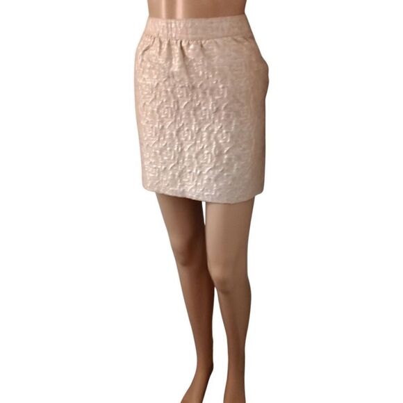 Ann Taylor Loft Mini Skirt 00P Fairy Office Corpcore Shimmery Metallic Brocade - Picture 5 of 16